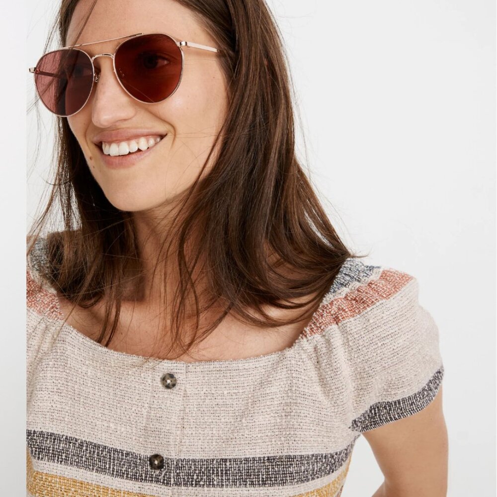 Madewell Texture & Thread Button-Front Top In Str… - image 2